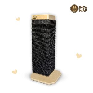 Rascador esquinero de MDF con Base Externa | Tapiz Negro