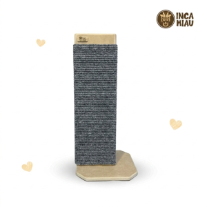 Rascador esquinero de MDF con Base Externa | Tapiz Gris