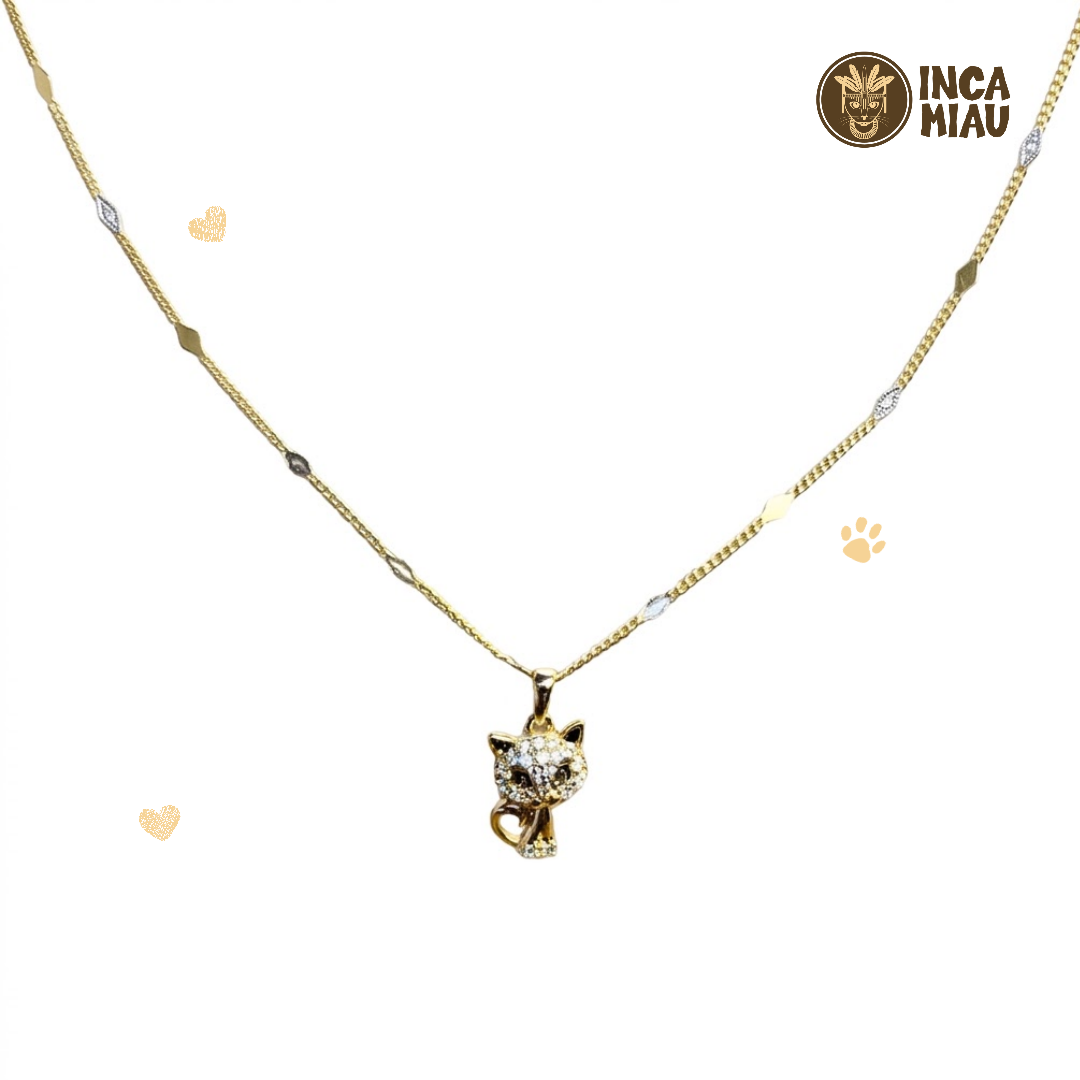 Collar Gatita Brillante con Cristales y Cadena Decorativa Collar Gatita Brillante con Cristales y Cadena Decorativa